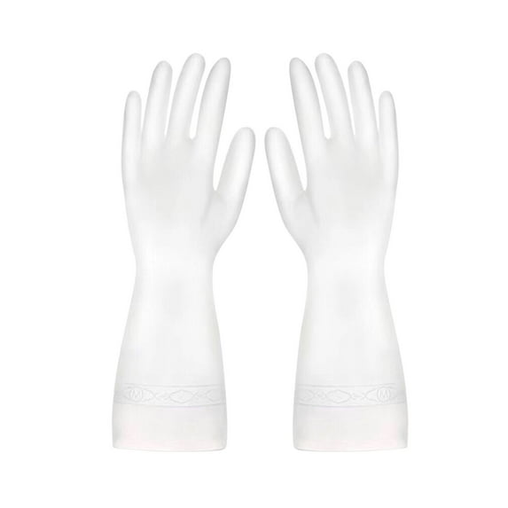 Aonity Gradient Color Waterproof Latex Gloves White L, Gradient Waterproof Latex Gloves Laundry Household Cleaning Gloves Kitchen Durable Dishwashing Gloves