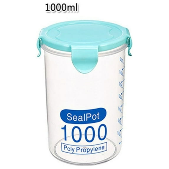 Aonity Kitchen Grain Storage Box Light Blue L, Kitchen Storage Box Sealing Food Preservation Plastic Fresh Pot Container