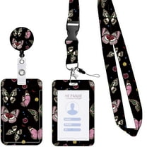 Aonity Mobile Phone Id Lanyard Butterfly Push-Close Slide Card Holder， Lanyards for Keys Wristlet Keychain Wrist Lanyard Wallet for Women Wristlet Strap