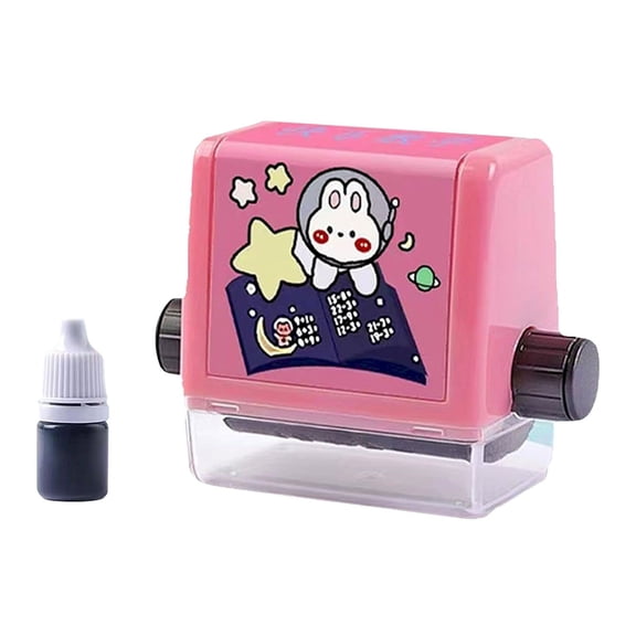 Aonity Multiplication and Division Wheel Pink， Brain Improvement Device for Kids Math Roller Stamp for Kids Math Stamp Roller Addition Subtraction Multiplication Division （Bring a Bottle of 5Ml Inkl）