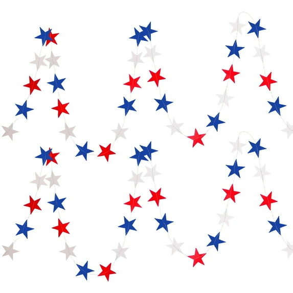 Aonity Party Decoration Pennant Red, Blue and White Five-Pointed Star, 8 Patriotic Star for Holiday Decorations