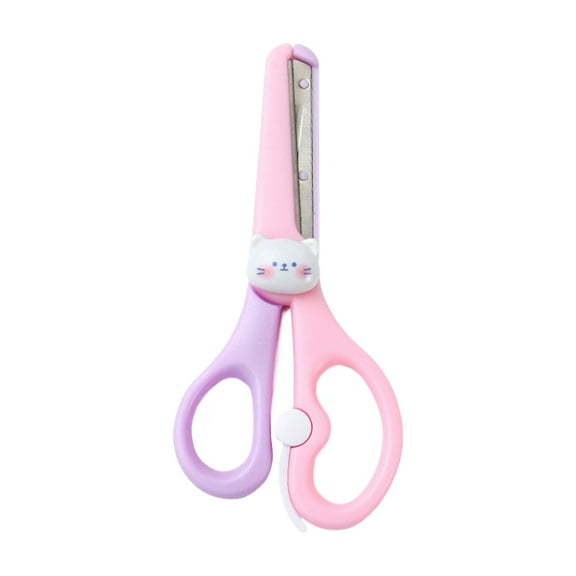 Aonity Safety Scissors, Left Handed Scissor with Cap Blunt Tip Home Use Crafting Scissor Arts Cutting Paper Scissors Scissors
