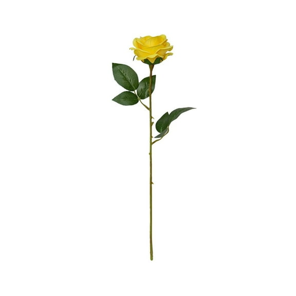 Aonity Single Artificial Rose with Stem Yellow, Champagne Roses Artificial Flowers Silk Flowers Realistic Faux Roses Bouquet Long Stem for Wedding Home Birthday Decoration