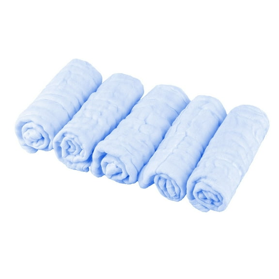 Aonity Six-Layer Cotton Gauze Square Scarf Blue, Pretty See Organic Cotton Baby Wipes Soft Newborn Baby Face Towel Natural Baby Muslin Washcloths and Towels for Sensitive Skin Set of 5