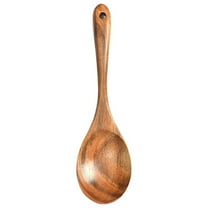 Aonity Teak Soup Spoon， 10.2 Inch Large Wooden Spoon for Cooking Mixing Spoon Serving Spoons Big Non Stick Wood Spoon Spatula Long Handle Spoon Stirring Cooking Spoon