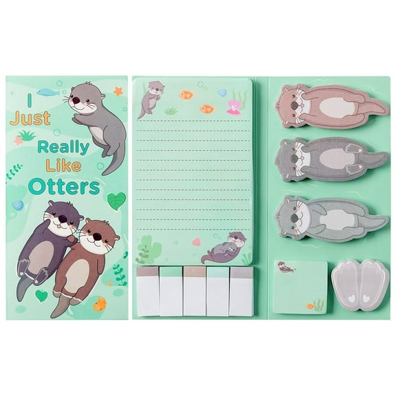 Aonity Various Special-Shaped Sticky Notes Otter Theme, Special Shaped Combination Note Pad Creative Simple Cartoon Message Pad Stick Account Notepad