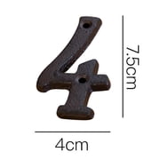 Vintage Rustic Cast Iron House Number '4' - 4.5 Inch Brown Metal Address Plaque For Porch Or Wall