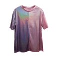 thumbnail image 1 of Aoochasliy Blouses for Women Fashion Women Shiny O Neck Reflective Short Sleeve Loose Casual Tee Tops, 1 of 4