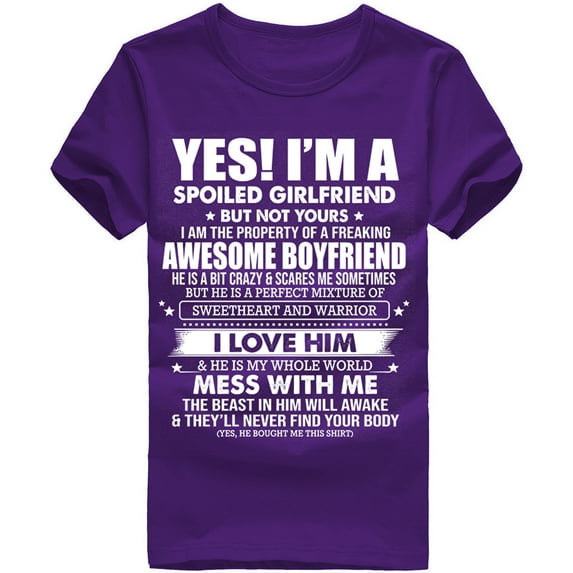 Aoochasliy Blouses for Women Make A Pet Of Girlfriend Printing Women's T-Shirt Short Sleeve Tops