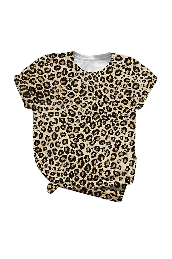 Blouses for Women Women's Fashion Cute Leopard Print Pullover Casual Bottom Shirt Top