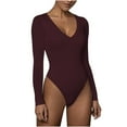 thumbnail image 1 of Aoochasliy Bodysuits for Women Valentine's Long Sleeved Basics Versatile Solid Color Trendy Tight Fitting Cutout Jumpsuit, 1 of 6