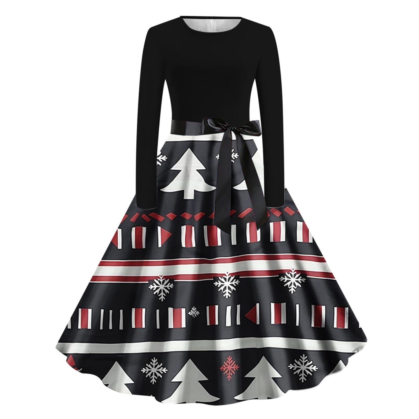 Christmas Knit Long Sleeve Twirl Dress