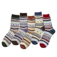 thumbnail image 1 of Aoochasliy Christmas Fuzzy Socks 5 Pack Womens Socks Vintage Winter Soft Warm Cold Knit Wool Socks, 1 of 9