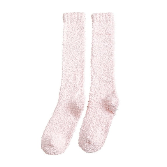 Aoochasliy Christmas Socks Winter Women Coral Fleece Socks Middle Tube Sleeping Home Solid Calf Socks