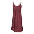 thumbnail image 1 of Aoochasliy Ladies Dresses Petite Sleeveless Summer Solid Color Tshirt Dress Tassel Cotton Long Dress, 1 of 6