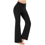 Aoochasliy Clearance Womens Pants Petite Casual Slim High Elastic Waist Solid Color Sports Yoga Flare Pants 2023 Deals!