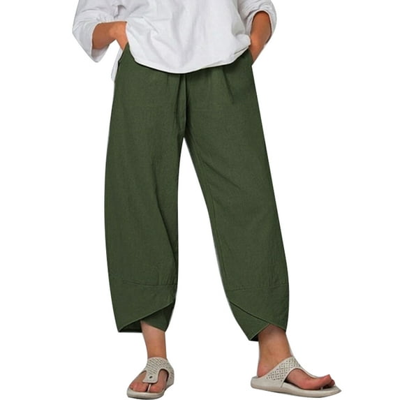 Aoochasliy Womens Pants Petite Ladies Lady Casual Flowers print Elastic Waist Wide Leg Pants