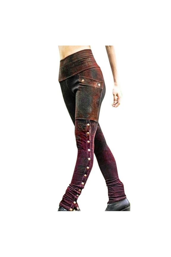 Womens Pants Petite Slim And Fit Rivets Side Patchwork High Waist Stretchy Pencil Pants Christmas