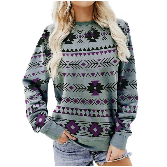 Aoochasliy Clothes Womens Tops Long Sleeve Shirts Spring Fall Casual Woman Skew Collar Christmas Printing Blouse Autumn Causal Pullover Tops