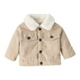thumbnail image 1 of Aoochasliy Coats for Girls Boys Casual Infant Buttons Coat Plush Warm Jacket Plush Thickened Cotton Jacket Corduroy Coat, 1 of 1