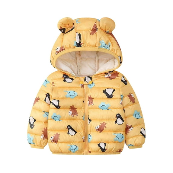 Aoochasliy Coats for Girls Boys Deals Toddler Baby Fall Winter Light Cotton Padded Jacket Hooded Zipper Jacket Coat