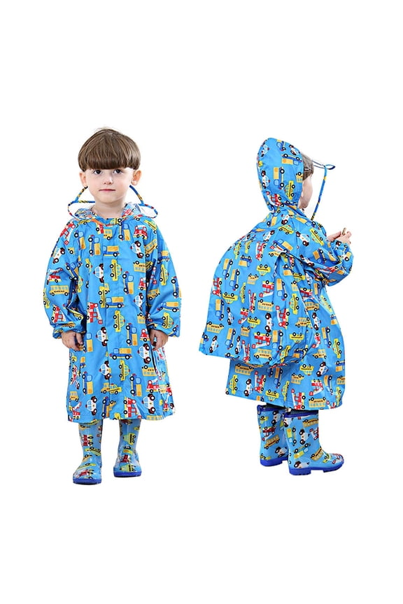 Coats for Girls Boys Casual Toddler Kids Cartoon Rainwear with School Bag Cover Raincoat Rain Ponchos Jacket