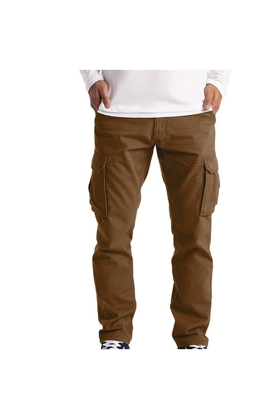 Crgo Pants for Men Trendy Cargo Men's Casual Solid Loose Sport Pockets Long Pants Trousers