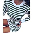 thumbnail image 1 of Aoochasliy Fall Dresses for Women Clearance A-Line Fall Soft Badycon O-Neck Long Sleeve formal Stripe Splicing Printing Fall Maxi Dresses, 1 of 5