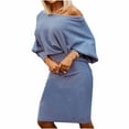 thumbnail image 1 of Aoochasliy Fall Dresses for Women Clearance Casual Knit Dress Long Sleeve Hip and Waist Dress Long Sleeve Collar Dress, 1 of 5