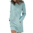 thumbnail image 1 of Aoochasliy Fall Dresses for Women Fall Fashion Casual Comfortable Long Sleeve Round Neck Solid Color Dress, 1 of 8