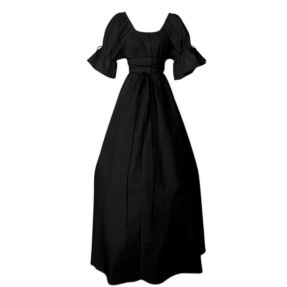 Aoochasliy Fall Dresses for Women Long Sleeve Round Neck Belt Irregular Dress Court Vintage Ladies Dress