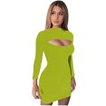 thumbnail image 1 of Aoochasliy Fall Dresses for Women Clothes Spring summer long sleeve open chest nightclub solid dress, 1 of 4