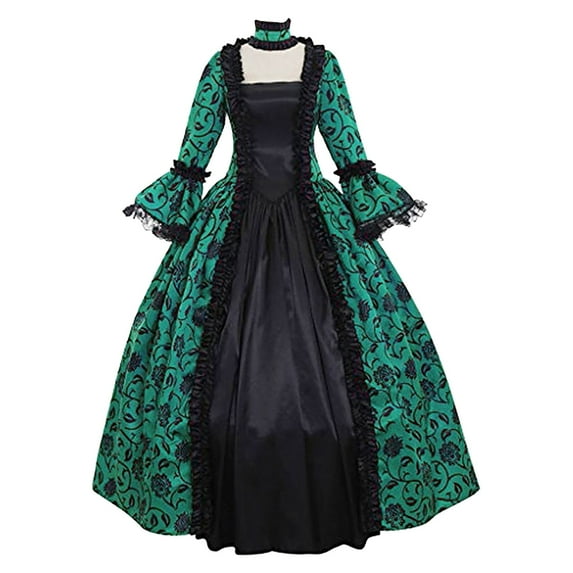 Aoochasliy Formal Dresses for Women Fall Winter Gothic Retro Floral Print Ball Gowns Gowns Dress Summer Casual !