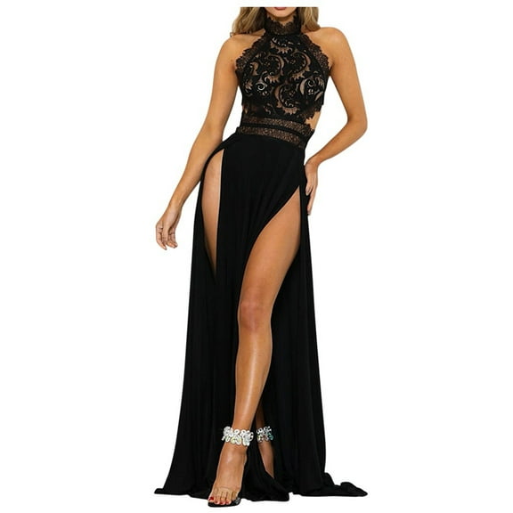 Aoochasliy Formal Dresses for Women Sleeveless Backless Long Party Dress Solid High Slit Dress Summer!