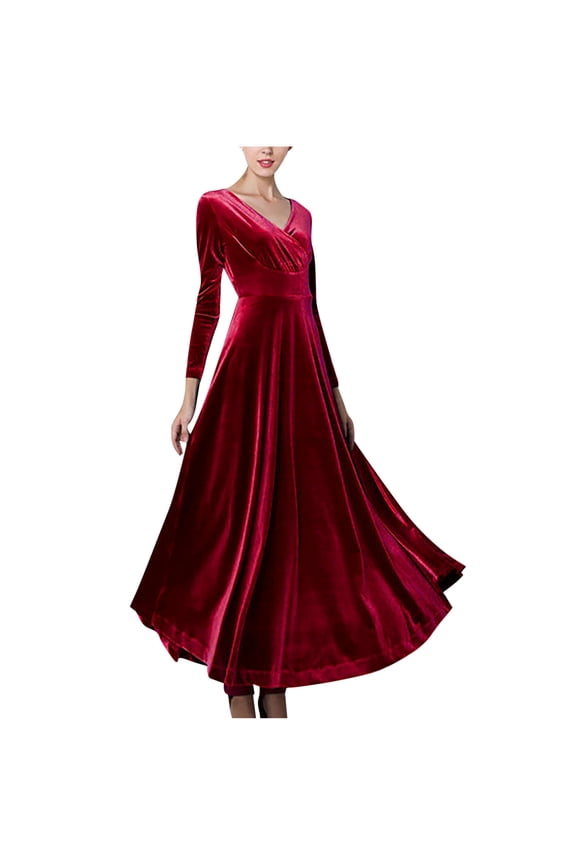 Formal Dresses for Women Sexy Casual V-Neck Solid Slimming Long Leeve Dress Summer Casual !