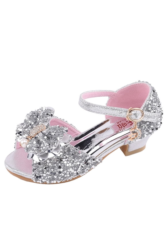 Girls Shoes Toddler Kids Girls Pearl Butterfly-Knot Crystal Single Princess Shoes Sandals
