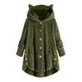 thumbnail image 1 of Aoochasliy Ladies Tops Long Sleeve Clothes Button Coat SolidTops Hooded Pullover Loose Sweater Blouse Plus Size, 1 of 5