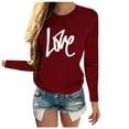 thumbnail image 1 of Aoochasliy Ladies Tops Long Sleeve Valentine's Day Casual Long Sleeve O Neck Leopard Print Heart-shaped Top, 1 of 5