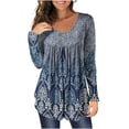 thumbnail image 1 of Aoochasliy Ladies Tops Winter Clothes Tops Clothes Long Sleeve Shirts Open Button Round Neck Tunic Fall Tops for Home Casual Work Play, 1 of 7