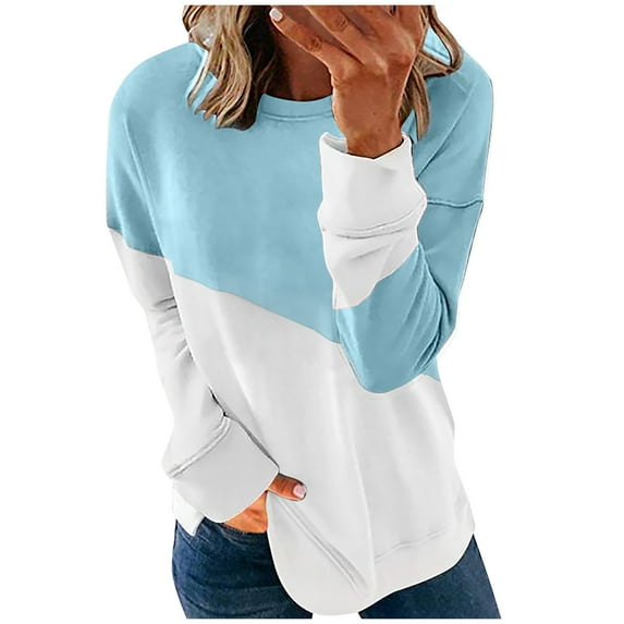 Aoochasliy Ladies Tops Winter Clothes Tops Long Sleeve Shirts Round-Neck Print Comfortable Sweatshirt