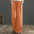 thumbnail image 1 of Aoochasliy Linen Pants for Women Casual Solid Color Elastic Loose Trousers Straight Wide Leg Pants for Home Party Outdoor, 1 of 6