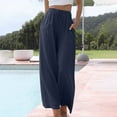 thumbnail image 1 of Aoochasliy Linen Pants for Women Casual Solid Trousers Comfortable Elastic High Waist Wide Leg Casual Length Trousers for Home Party Outdoor, 1 of 6