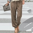 thumbnail image 1 of Aoochasliy Linen Pants for Women Lady Elastic Waist Pocket Bunch Of Foot Trousers Casual Trousers Deals of the Day, 1 of 4