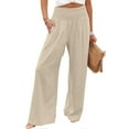 thumbnail image 1 of Aoochasliy Linen Pants for Women Summer High Waisted Cotton Palazzo Pants Wide Leg Long Lounge Pant Trousers with Pocket for Casual Home Holiday, 1 of 8