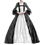 Aoochasliy Long Dress Clearance Women Retro Party Princess Cosplay Lace Floor Length Dress
