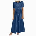 thumbnail image 1 of Aoochasliy Long Dress Clothes Women's Summer Fashion Casual Multi-button Denim Skirt Multi-pocket Denim Skirt for Home Casual Work Play, 1 of 1