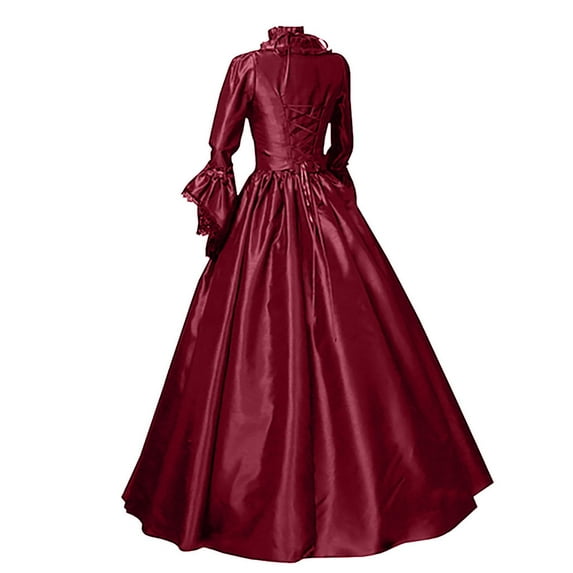 Aoochasliy Long Dress Women Vintage Retro Gothic Long Sleeve Hooded Dress Long Gown Dresses