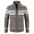 thumbnail image 1 of Aoochasliy Men's Christmas Cardigan Sweater Plus Velvet Loose Knit Sweater Snowflake Printed Coats, 1 of 9