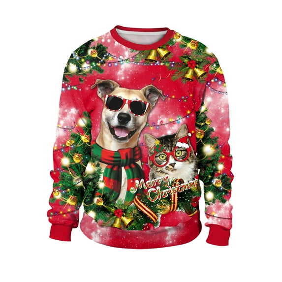 Aoochasliy Mens Hoodies Pullover Christmas Clearance Xmas Pullover Casual Loose Tops Xmas Day Long Sleeve Round Neck Sweater