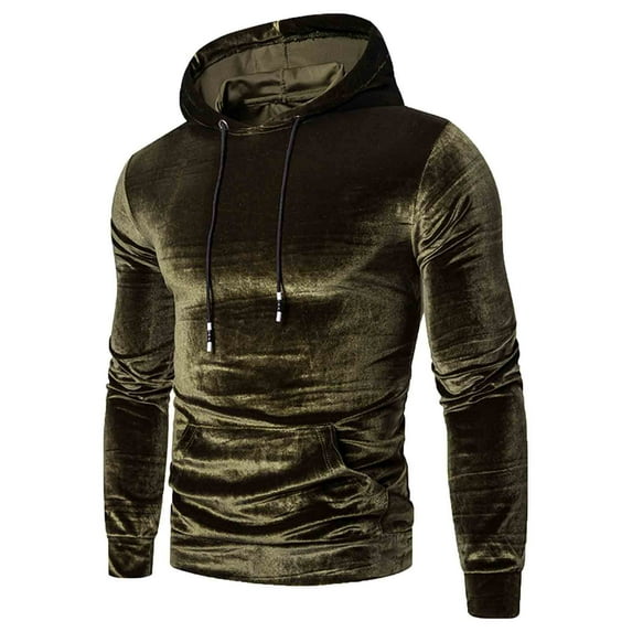 Aoochasliy Mens Hoodies Pullover Christmas Clothes Winter Athletic Sweatshirt Jacket Casual Trendy Warm Pure Gold Velvet Blouse